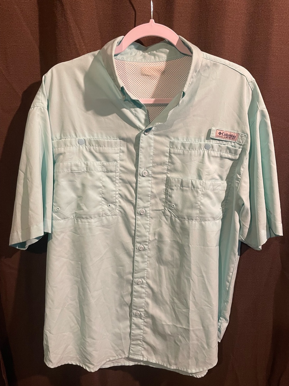 Columbia Men’s Short-Sleeve Fishing Shirt - Light Mint-size M